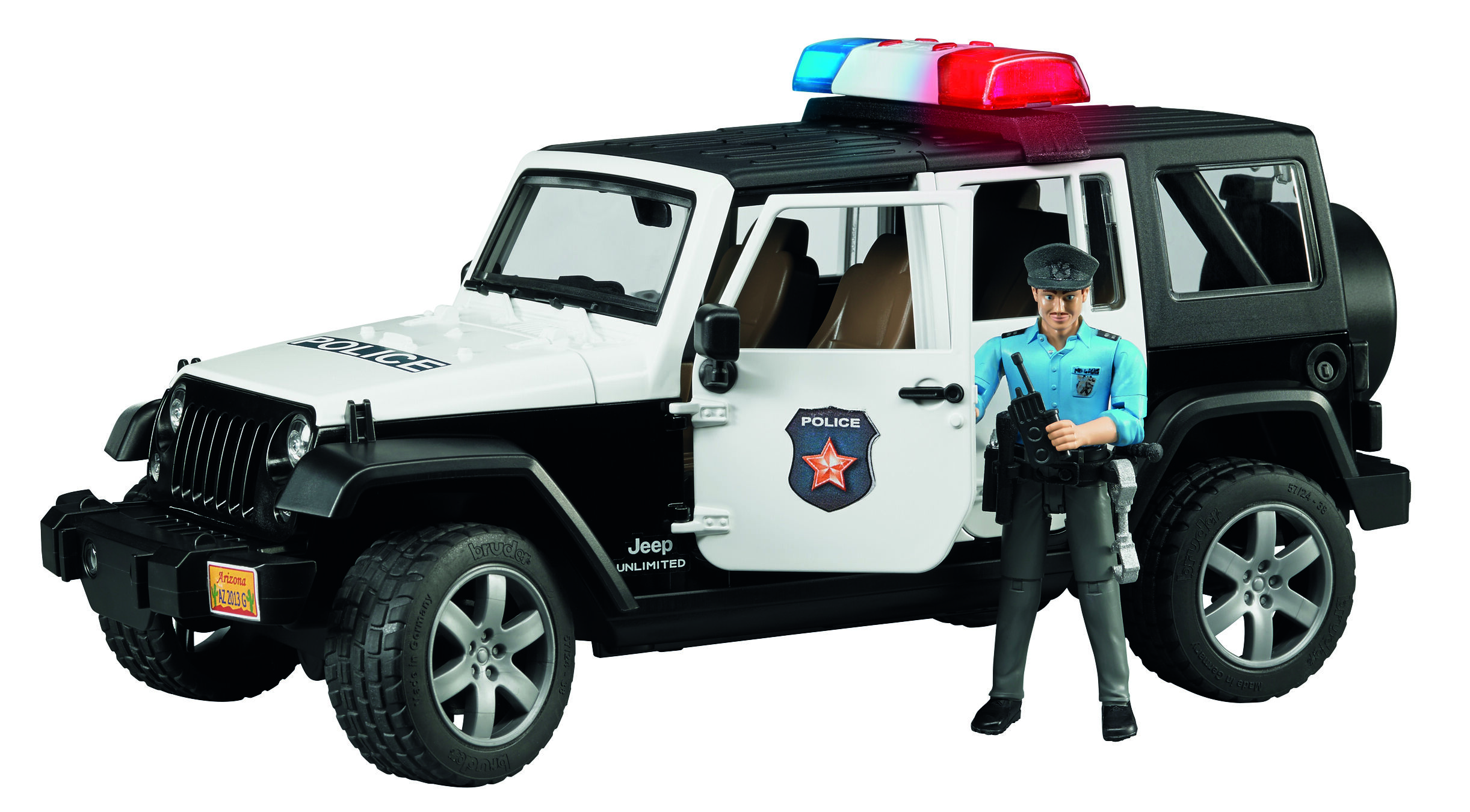 Bruder Jeep Wrangler Unlimited Rubicon politieauto met politieman 1:16 - Vrachtwagens & auto's Bruder Jeep Wrangler Unlimited Rubicon politieauto met politieman 1:16 - Vrachtwagens & auto's