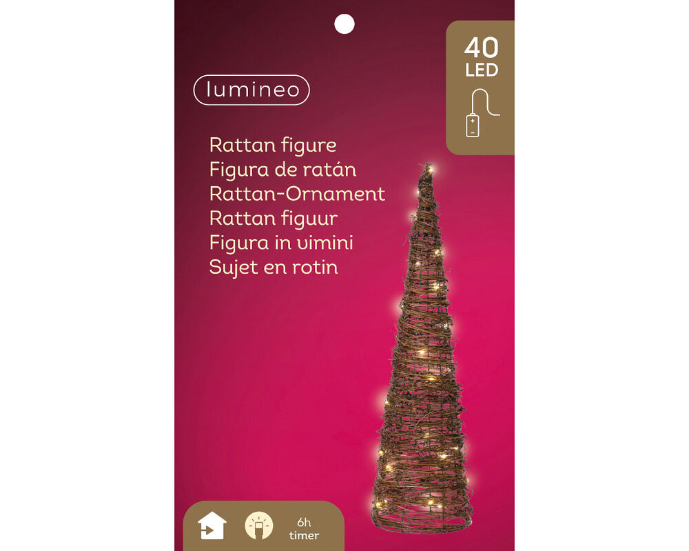 Lumineo LED Piramide - Kerstverlichting - 80.00 cm - Bruin / warm wit - 20.00 cm - 20.00 cm