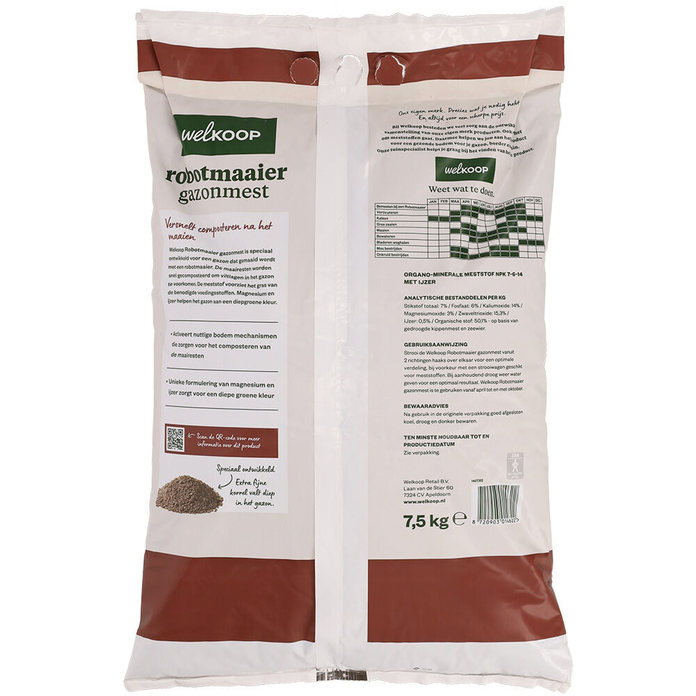 Welkoop - Robotmaaier Gazonmest - 250 m² - 7,5 kg