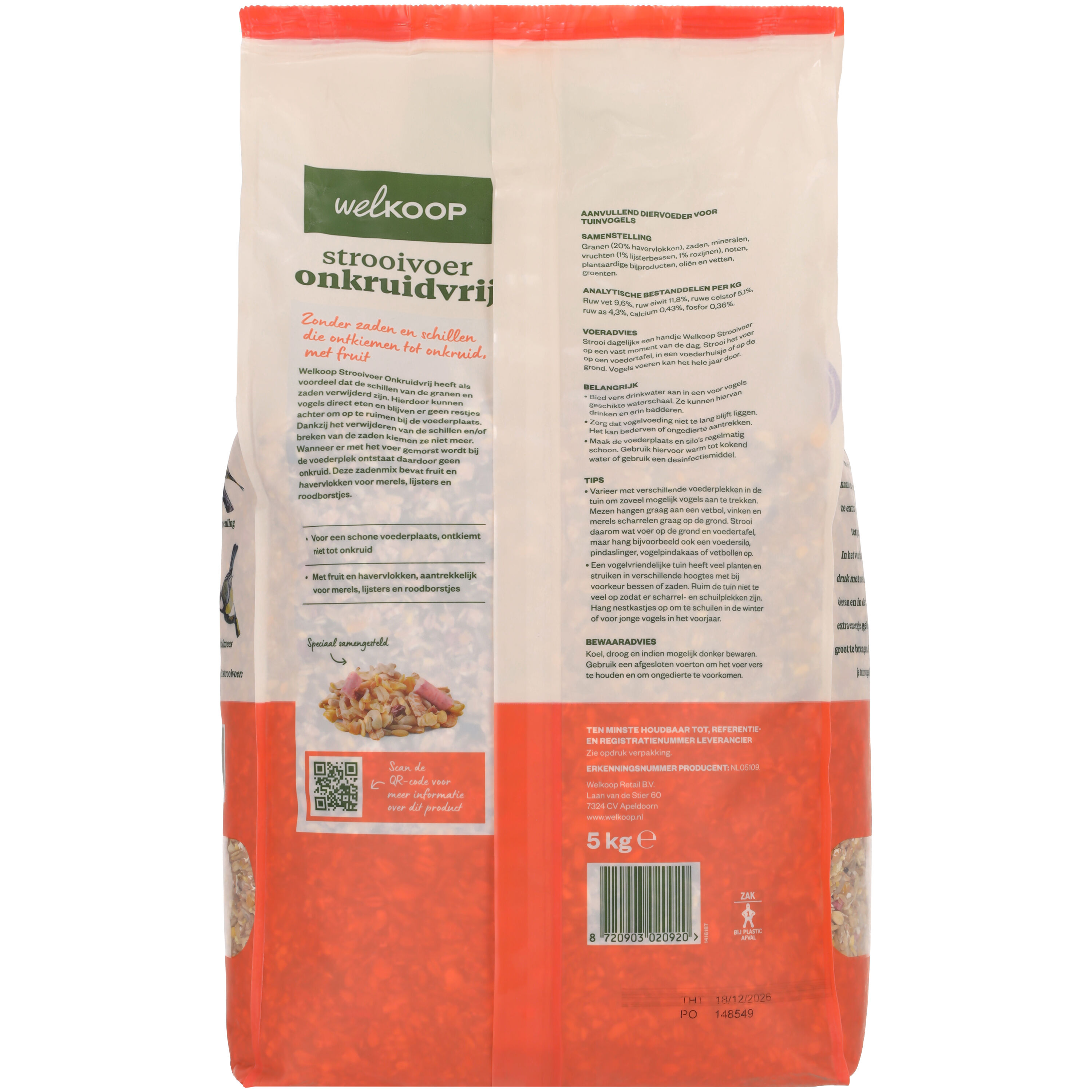 Welkoop - Strooivoer met Fruit - Onkruidvrij - Tuinvogelvoer - 5 - Onkruidvrij