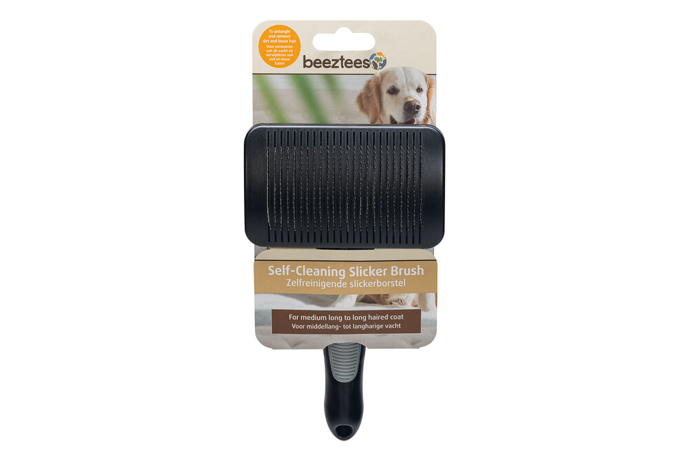 Beeztees - Zelfreinigende slicker hondenborstel - 1.00 cm - null - 19.00 cm - 1.00 cm