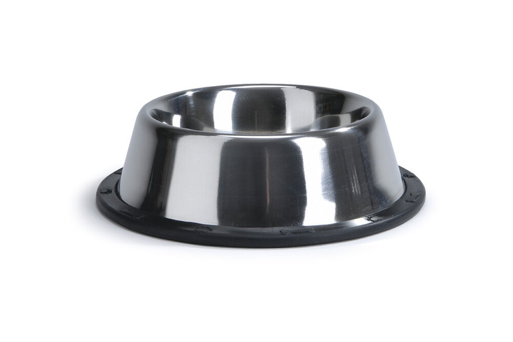 Beeztees Steeldish - Voerbak - Zilver Zwart - 17 cm Beeztees Steeldish - Voerbak - Zilver Zwart - 17 cm