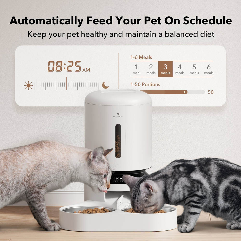 PETLIBRO Granary Duo - Automatische kattenvoerbak - 26.00 cm - Wit - 36.00 cm - 36.00 cm