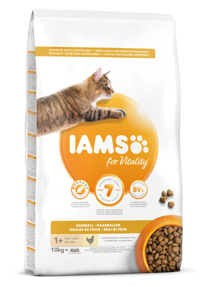 IAMS Adult Hairball Control - Kattenvoer - Kip - Kalkoen - 10 kg