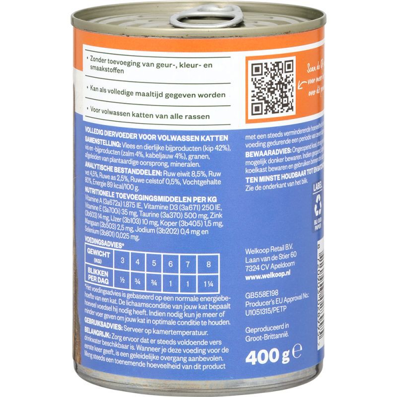 Welkoop Blik Brokjes in Gelei - Kattenvoer - 400 - vis