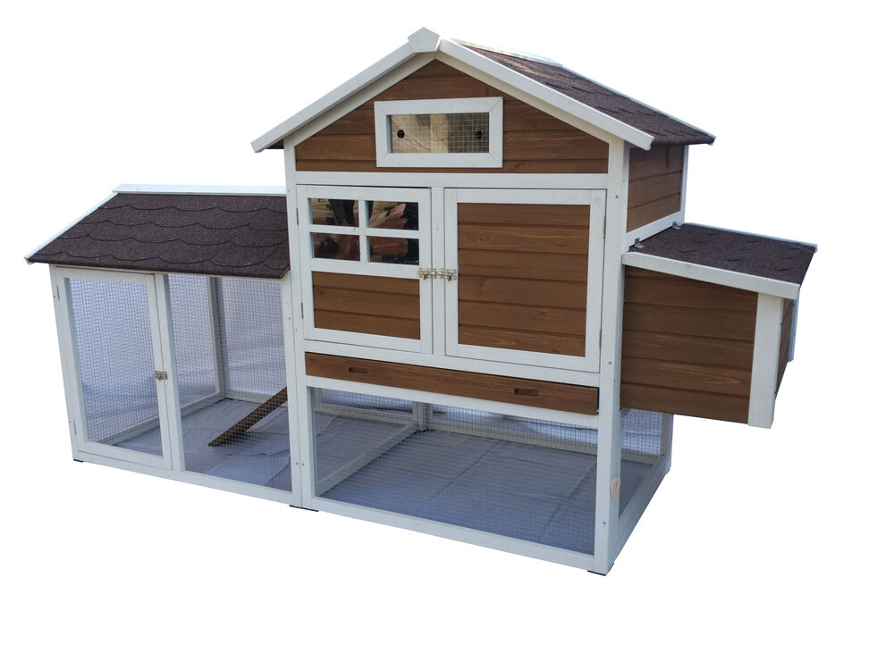 Villa Multi - Kippenhok met ren - Wit/bruin Villa Multi - Kippenhok met ren - Wit/bruin