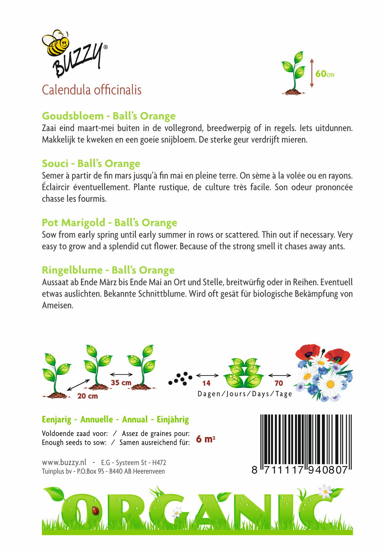 Organic Goudsbloem Calendula officinalis - Bloemzaden