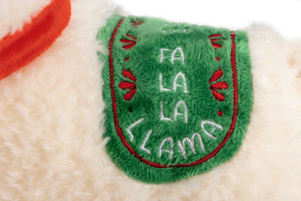 Beeztees Pluche Kerst  Lama Knuffel - Hondenspeelgoed - Wit - 29x20x20 cm