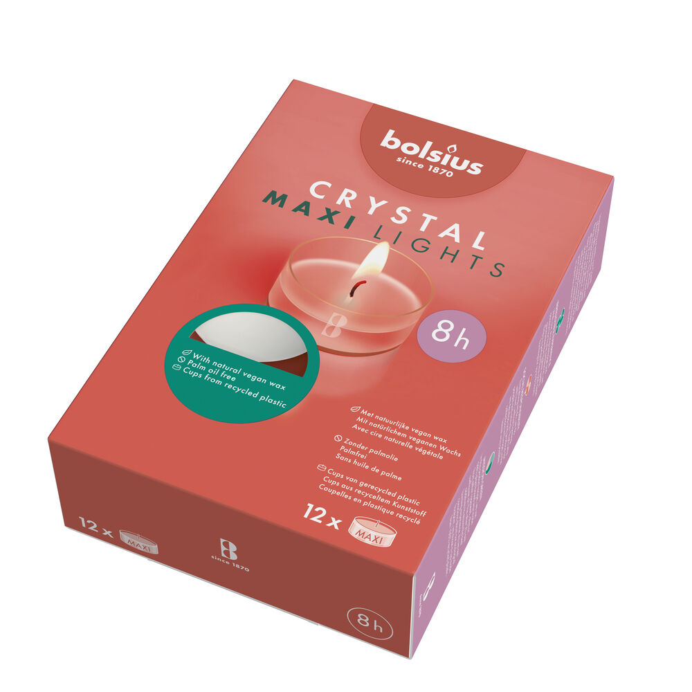 Bolsius Crystal Lights 8u - Waxinelichtjes - 18.30 cm - Wit