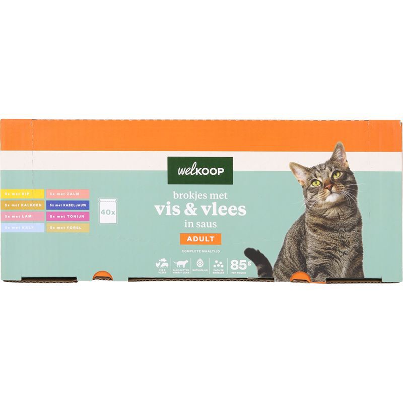 Welkoop Pouch Brokjes in Saus - Kattenvoer - 40x85 gram - 150 - vis