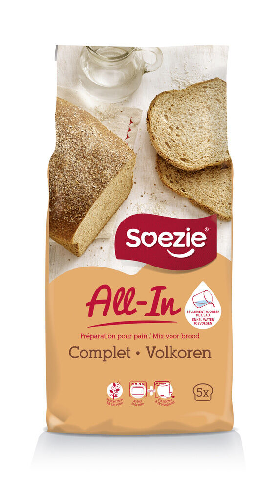 Soezie All-in-mix Volkorenbrood - Broodmeel - 500 Soezie All-in-mix Volkorenbrood - Broodmeel - 500