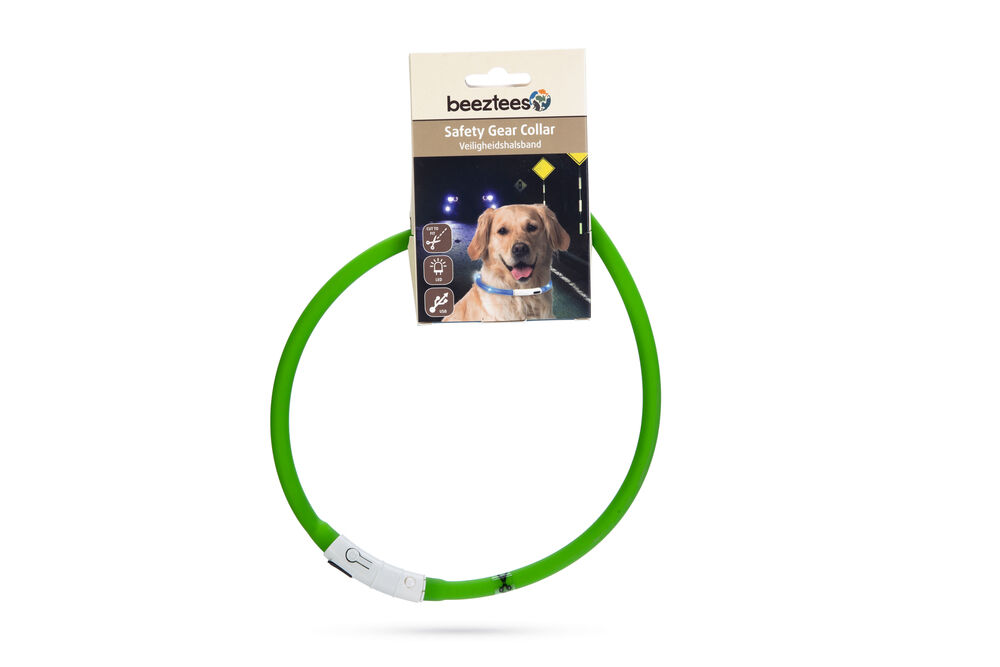 Beeztees Dogini USB - Lichtgevende Halsband  - Hond - 28.00 cm - groen - 10 mm - 20.00 cm - Medium - 70.00 cm