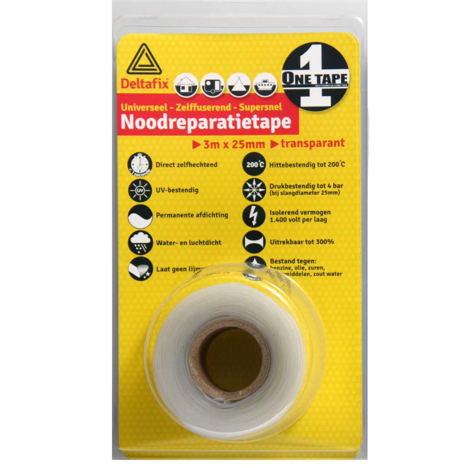 Deltafix Reparatietape 25mm 3m - Tape - Zwart - 20x11.3x4 cm - 3 cm Deltafix Reparatietape 25mm 3m - Tape - Zwart - 20x11.3x4 cm - 3 cm