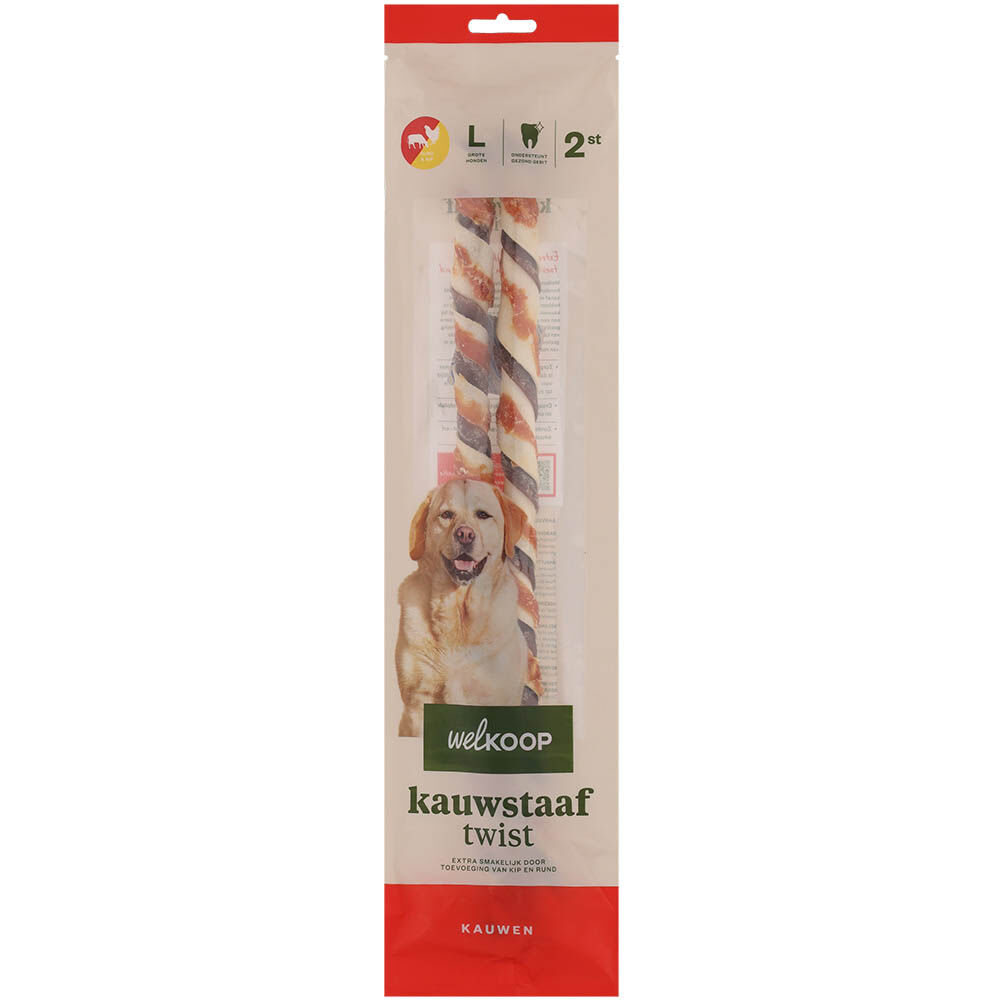Welkoop - Kauwstaaf Twist - Extra Rund & Kipsmaak - 50.00 cm - 12.10 cm - rund - L - 3.50 cm