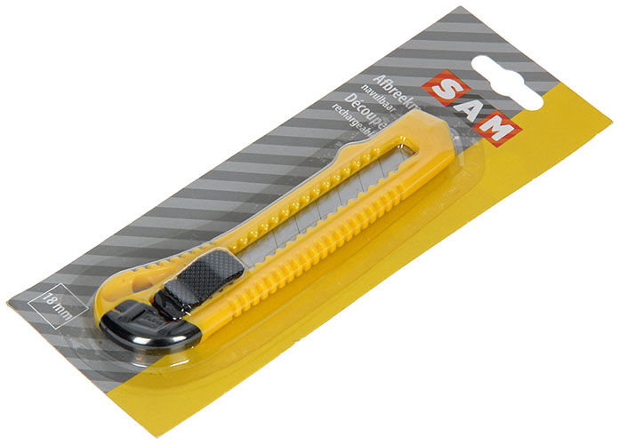 SAM - Afbreekmes PVC groot 18mm - Geel - 21.5x8x2 cm - 1.6 cm