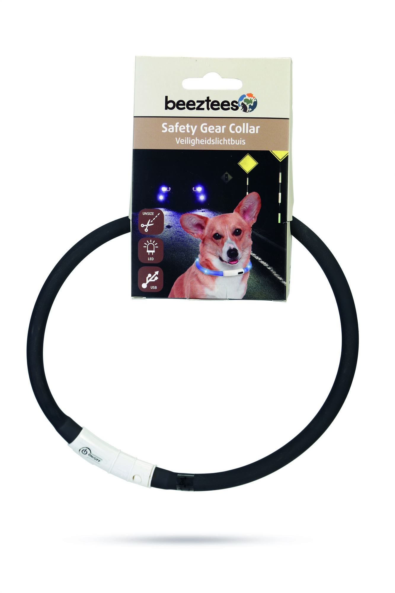 Beeztees Dogini USB - Lichtgevende Halsband  - Hond - 28.00 cm - zwart - 10 mm - 20.00 cm - 70.00 cm