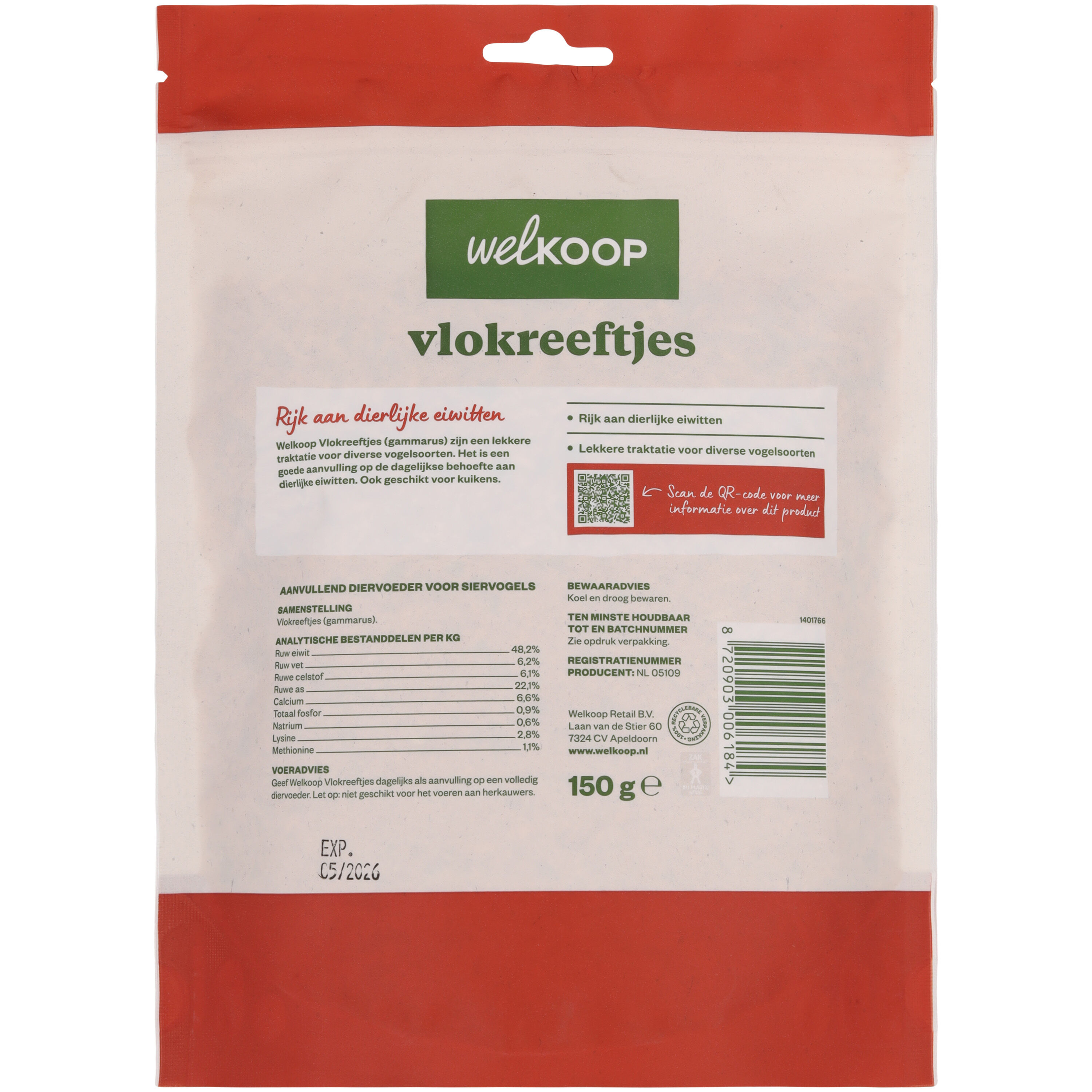 Welkoop Vlokreeftjes - Kippensnack - 150