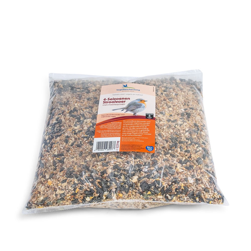 VBN 4-Seizoenen Strooivoer - met Meelwormen - Tuinvogelvoer - 2.5