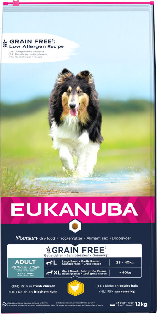 Eukanuba Graanvrij Adult Large  - Hondenvoer - 12.00 - kip