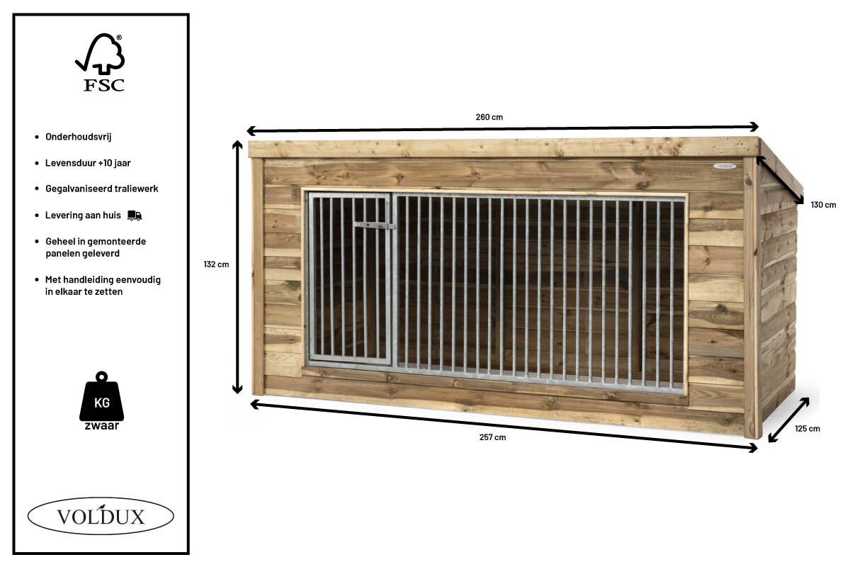 Voldux Luna  - Hondenkennel - 132x130x260 cm