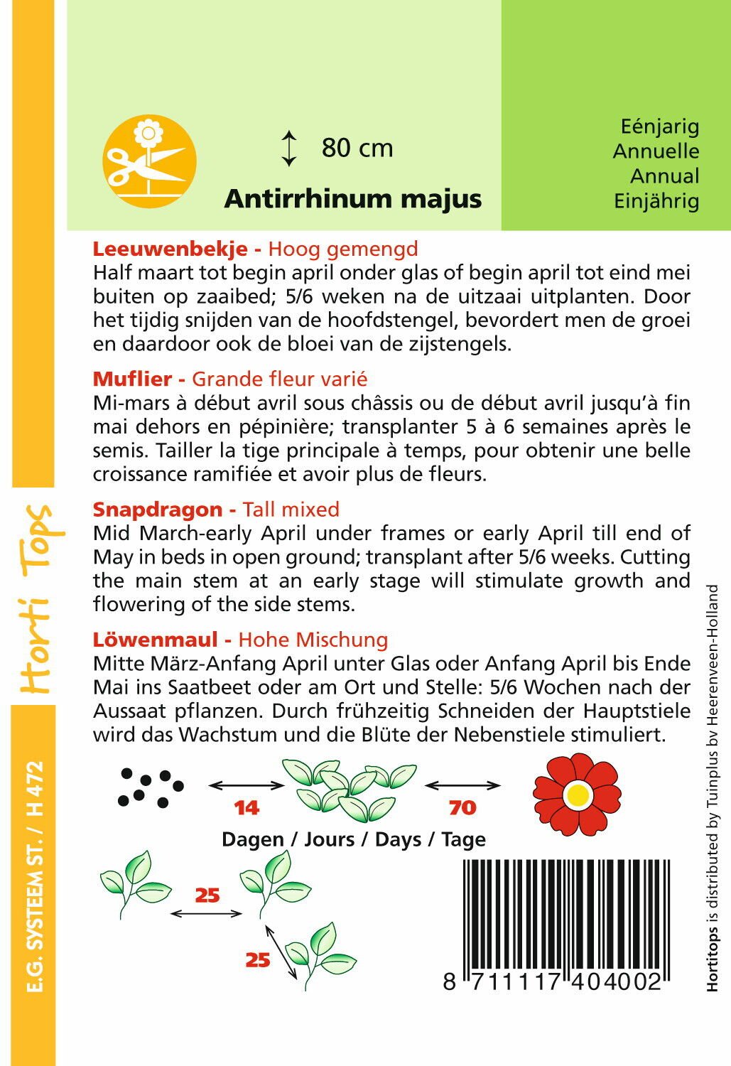 Hortitops Leeuwenbekje Antirrhinum majus - Bloemzaden