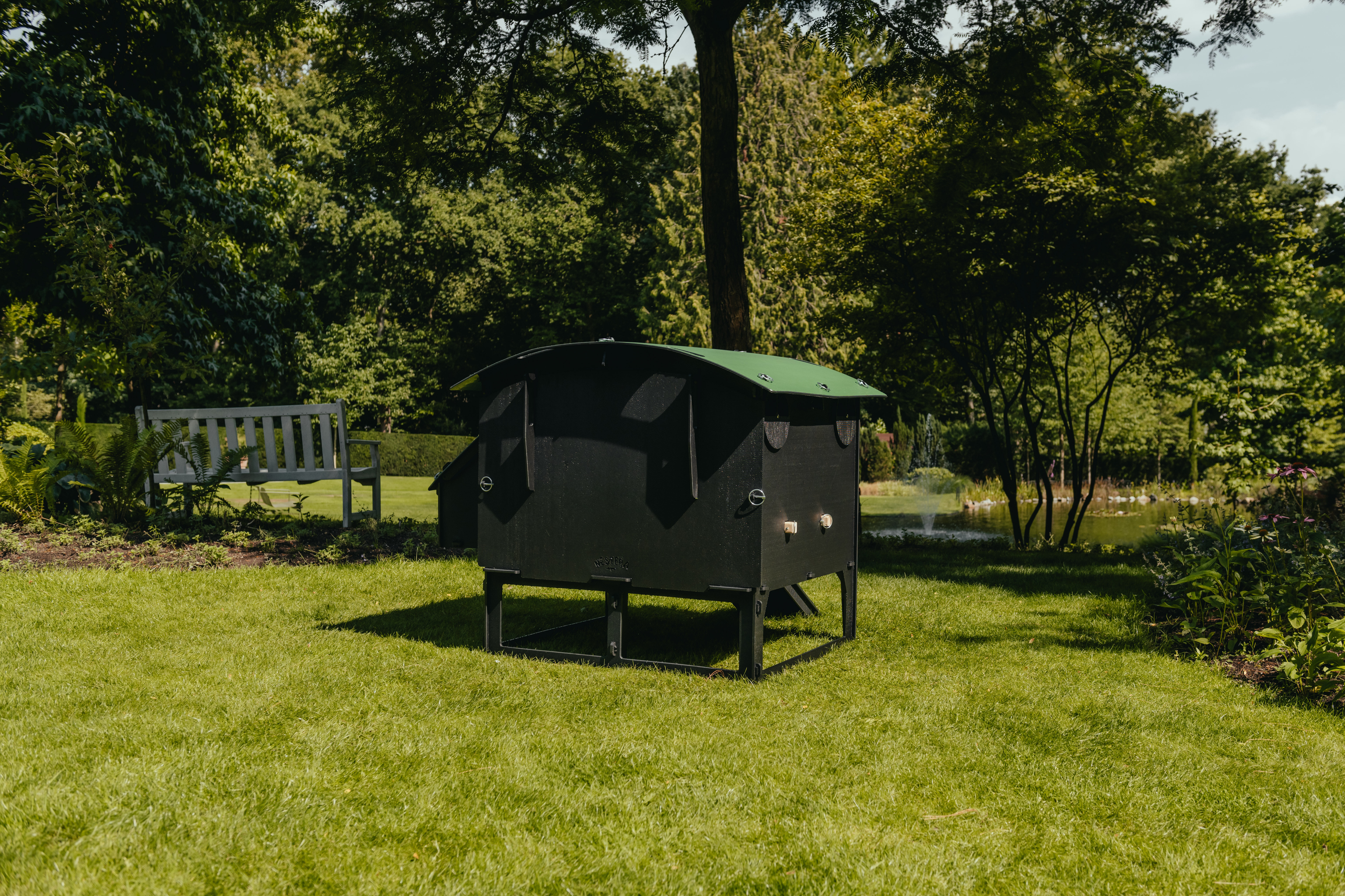 Nestera Lodge - Kippenhok - tot 8 kippen - 99.50 cm - Zwart/Groen - 91.00 cm - L - 80.00 cm