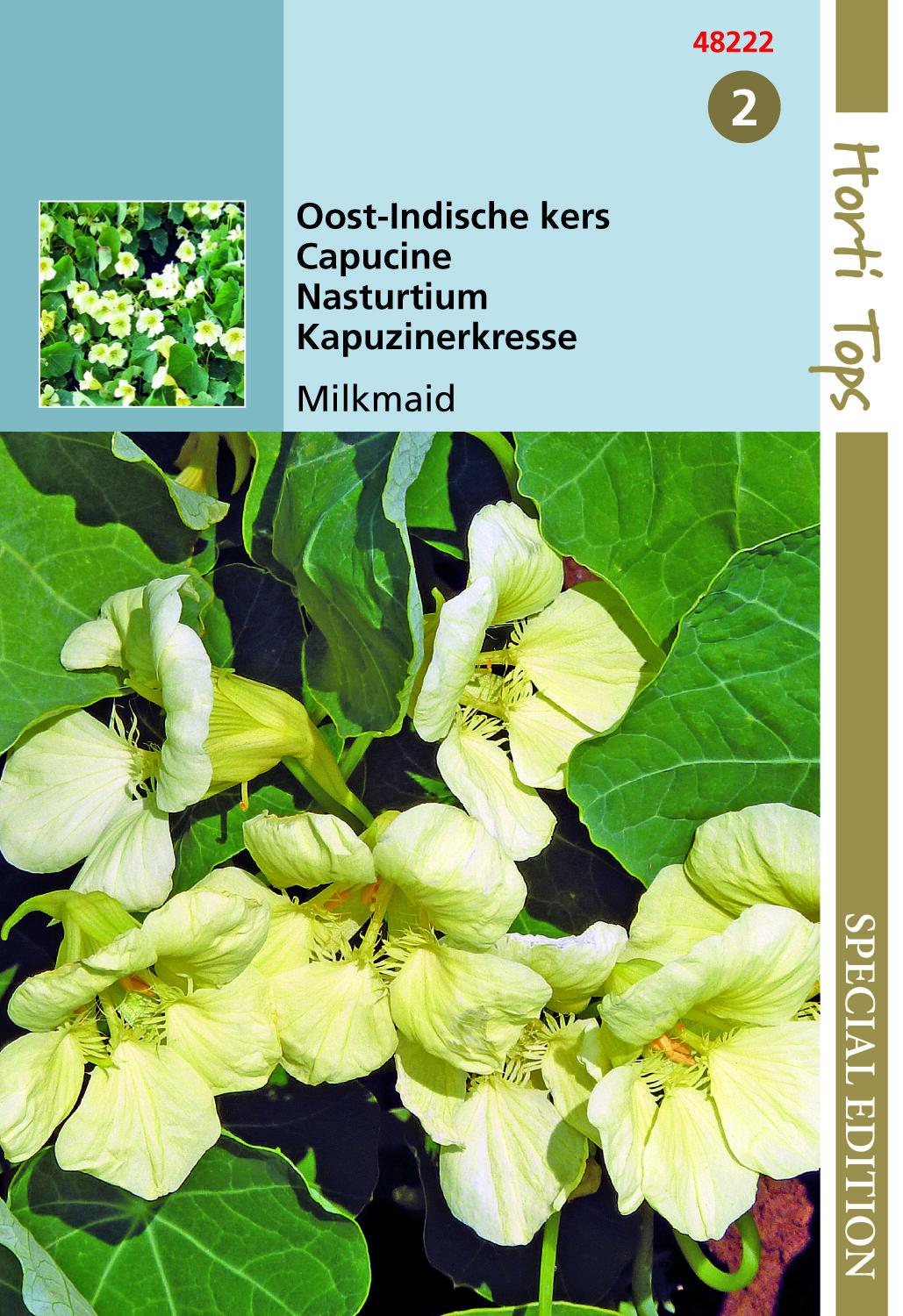 Hortitops Oost-indische kers Milkmaid Tropaeolum majus - Bloemzaden Hortitops Oost-indische kers Milkmaid Tropaeolum majus - Bloemzaden