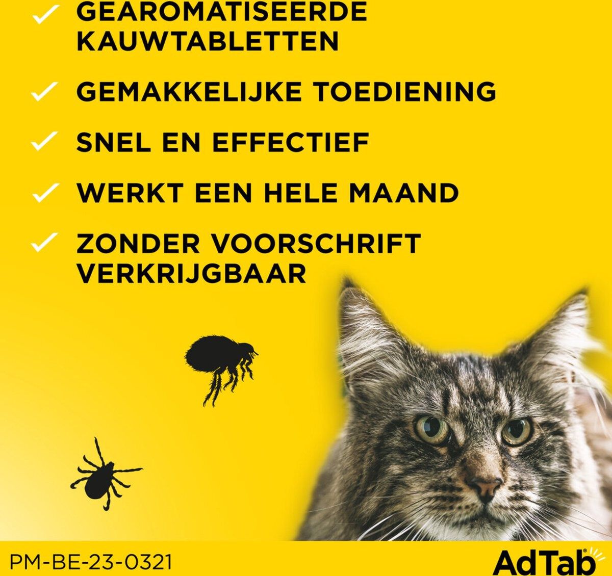 AdTab kauwtabletten kat 0.5-2 kg - Anti vlooien- en tekenmiddel - Klein
