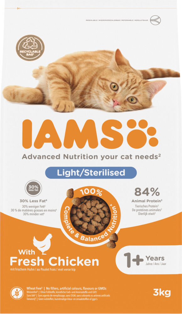 IAMS Light/Sterilised - Kattenvoer - Kip - 3 kg