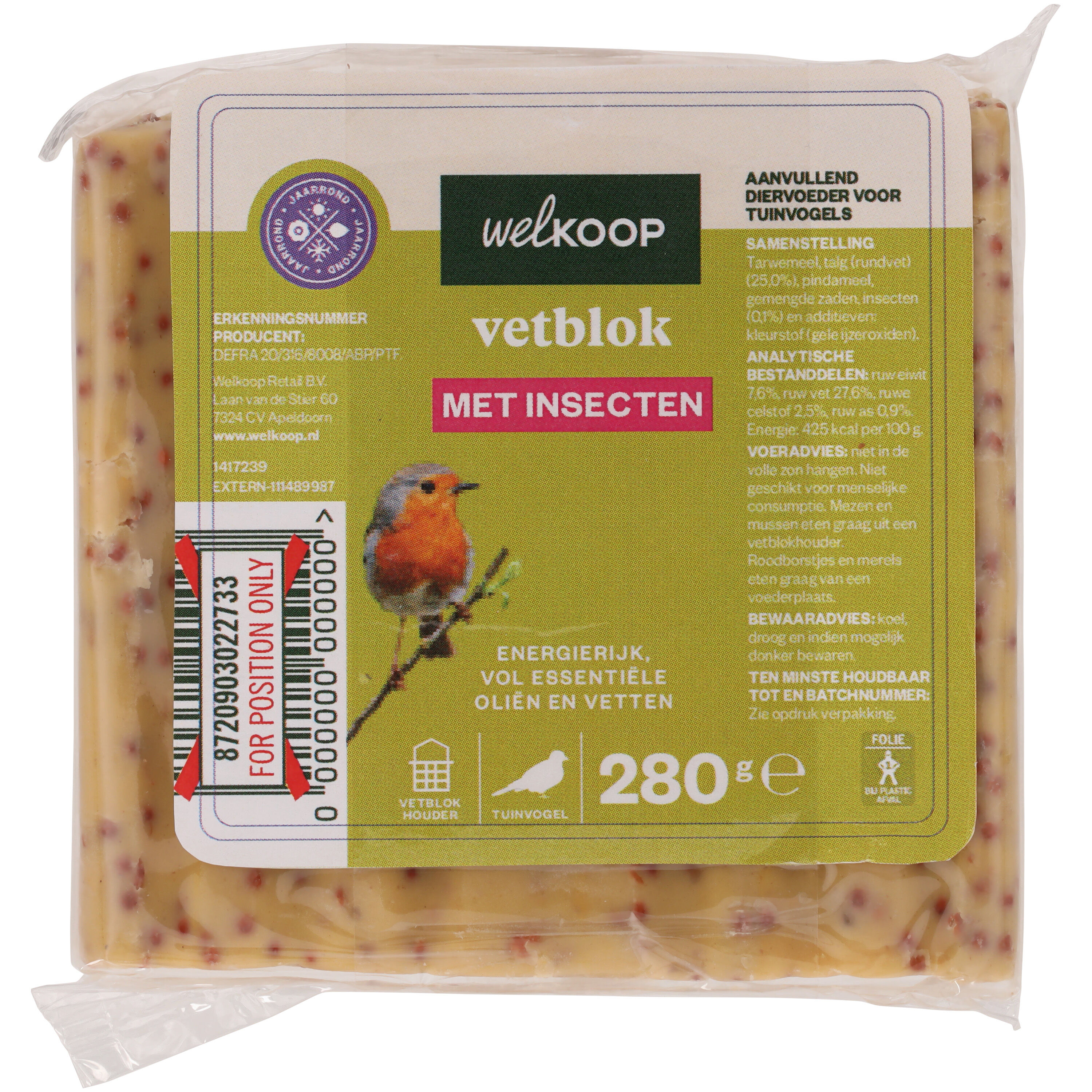 Welkoop - Vetblok - Tuinvogelvoer - 280 - insecten