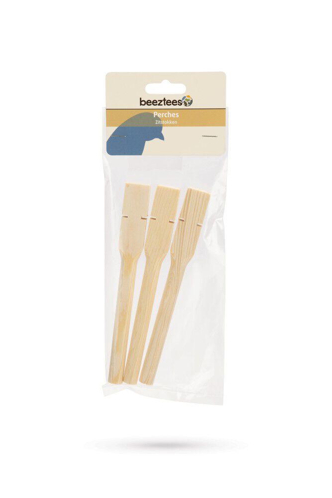 Beeztees Zitstok hout 17cm 3 stuks - vogel verzorgen - Bruin - 1.50x8.00x8.00 cm