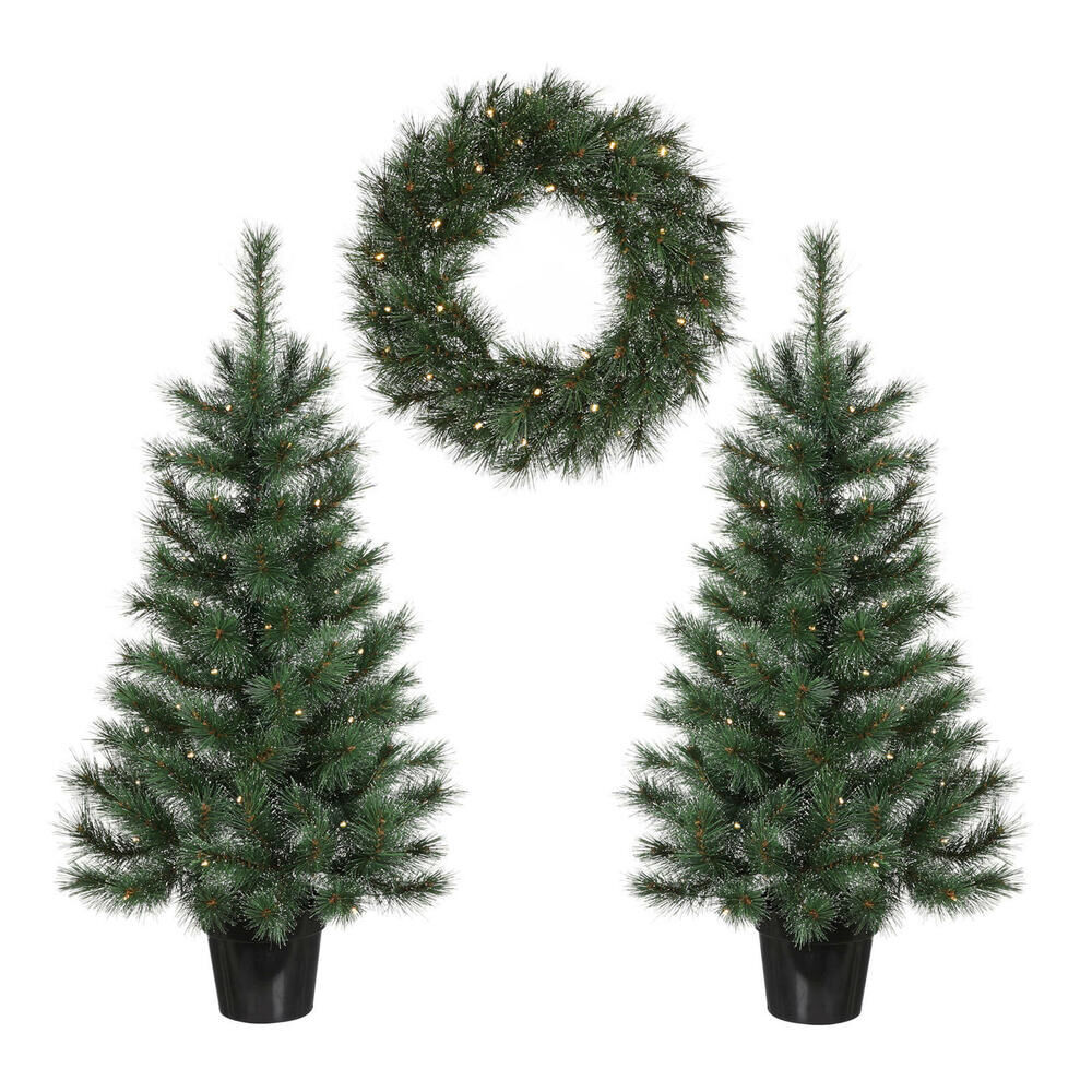Black Box Trees 2 kunstkerstbomen & Krans LED - Kunstkerstboomset - 85 - 90 cm - Groen Black Box Trees 2 kunstkerstbomen & Krans LED - Kunstkerstboomset - 85 - 90 cm - Groen