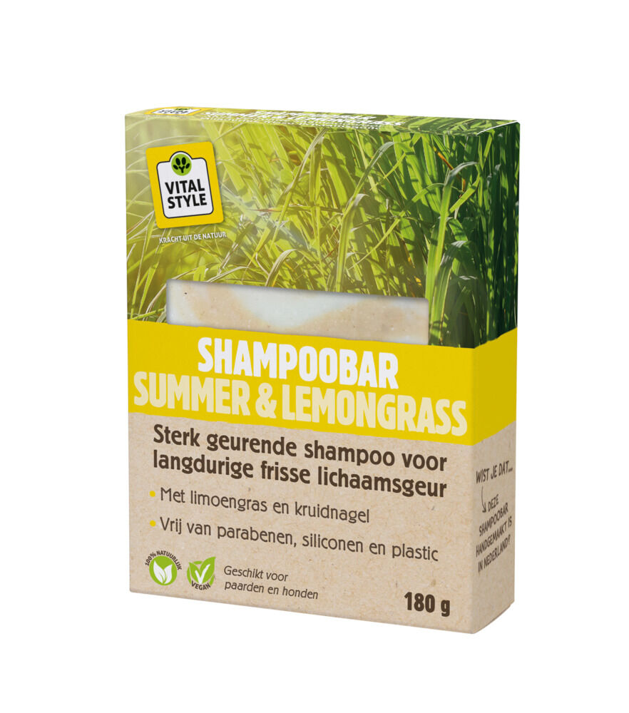 VITALstyle Shampoobar Summer & Lemongrass - Paardenshampoo - 11.00 cm - 180.00 - Geel - 8.00 cm - 2.50 cm