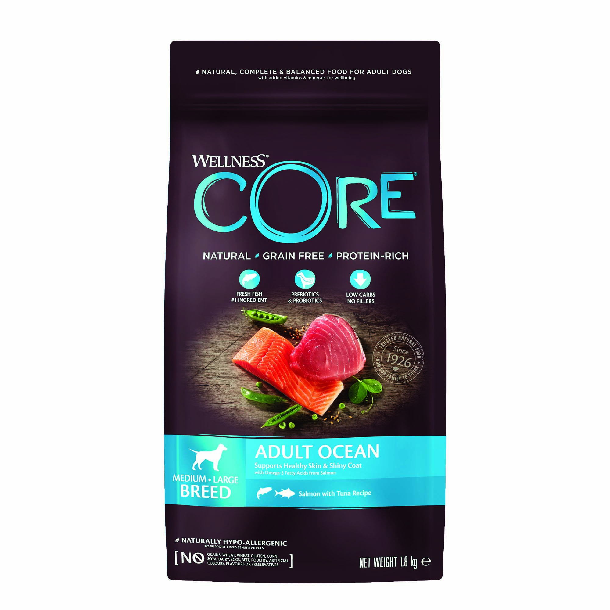 Wellness CORE Adult Ocean Medium-Large- Breed - Hondenvoer - 10 - tonijn, zalm Wellness CORE Adult Ocean Medium-Large- Breed - Hondenvoer - 10 - tonijn, zalm