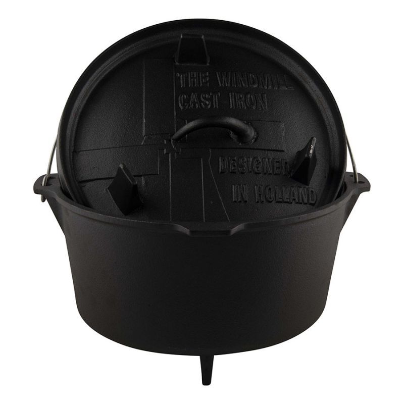 The Windmill Cast Iron Dutch oven 9Q 8,5L - Pan - Zwart - Large The Windmill Cast Iron Dutch oven 9Q 8,5L - Pan - Zwart - Large