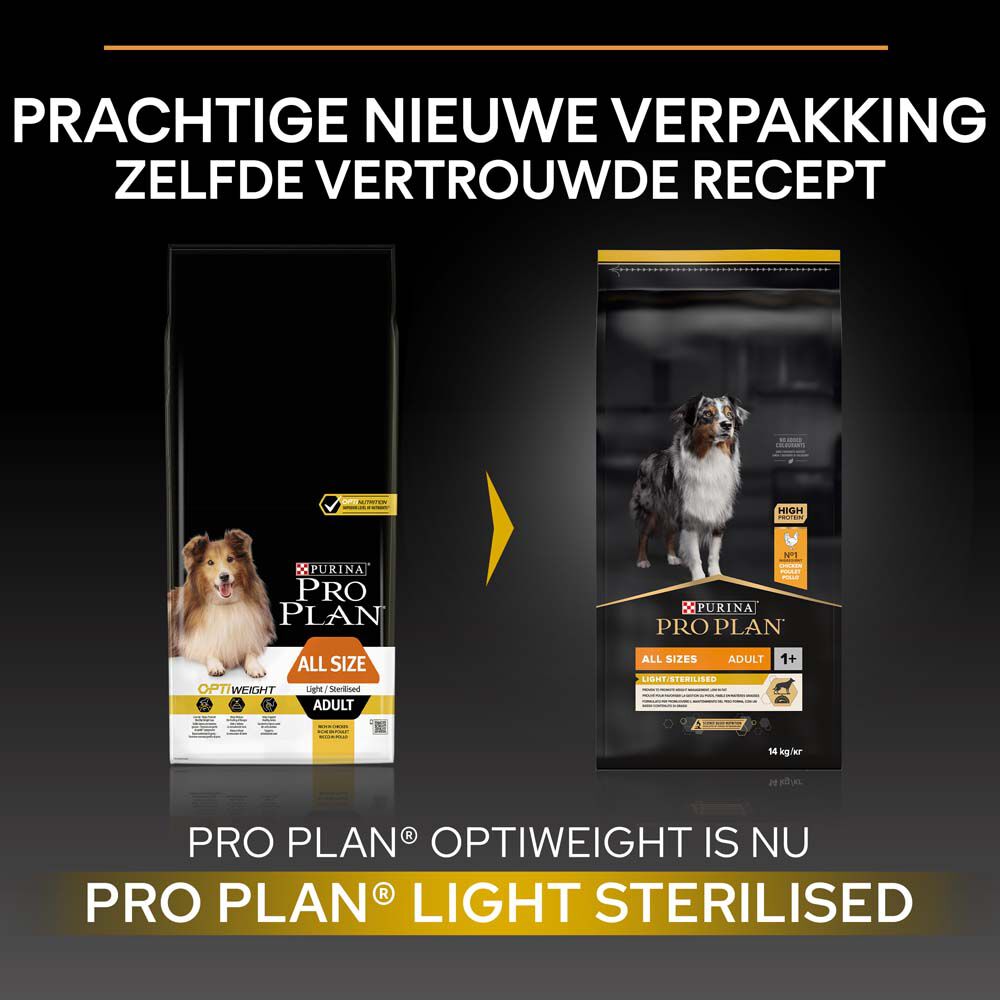 PRO PLAN Light/Sterilised Adult All Size - Hondenvoer - Kip - 3 kg