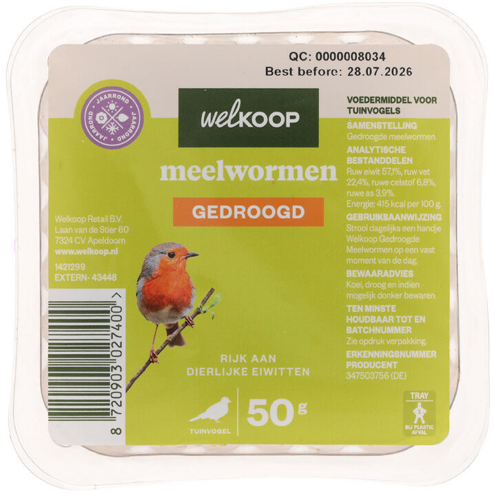 Welkoop - Gedroogde meelwormen - Tuinvogelvoer Welkoop - Gedroogde meelwormen - Tuinvogelvoer
