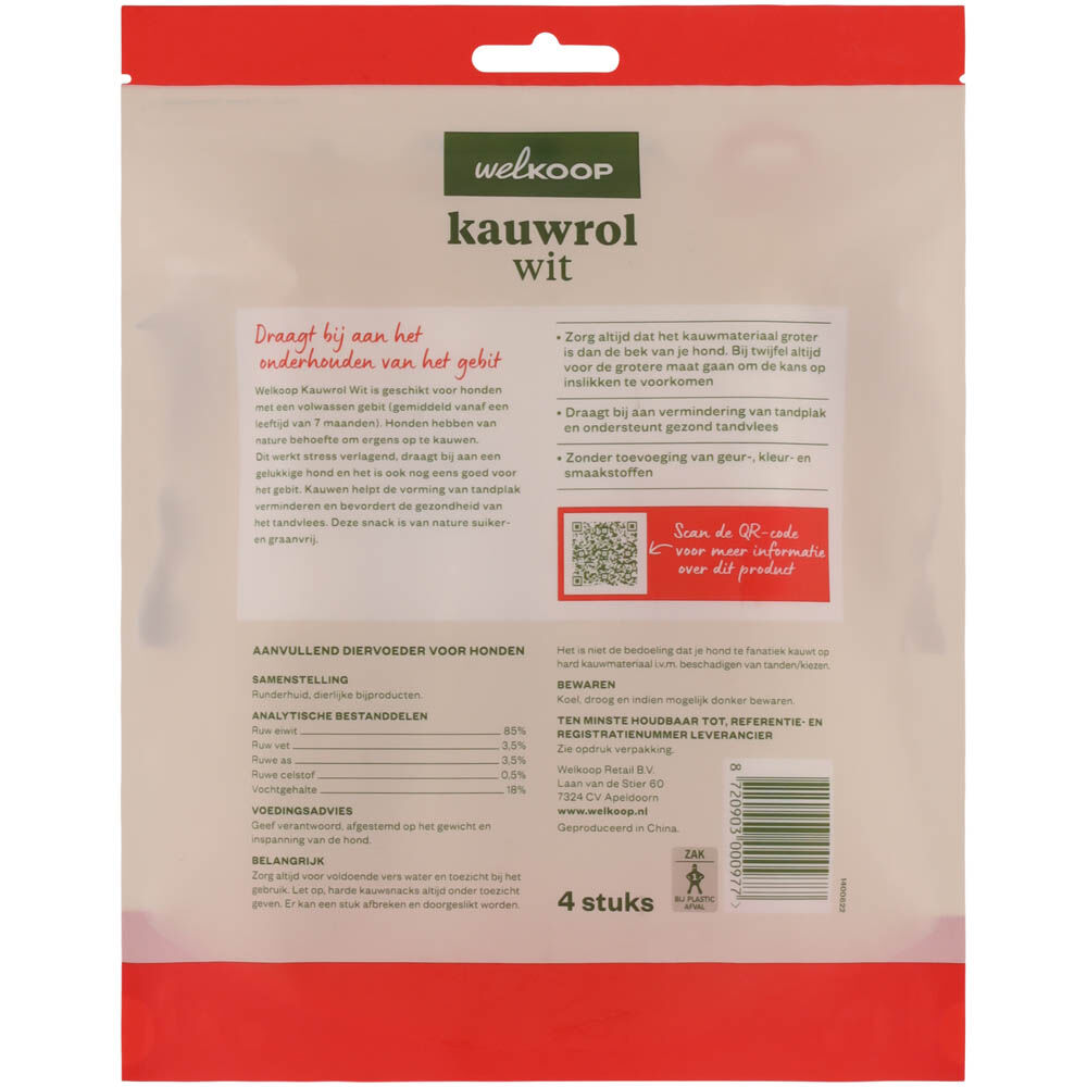 Welkoop - Kauwrol - Wit - 400.00 - rund