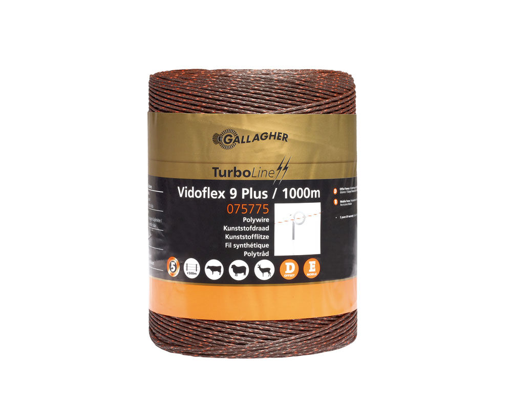Gallagher Vidoflex 9  Turboline Plus- Schrikdraad - 26.5 cm - 1000 - Terra - 20 cm - 100000 cm Gallagher Vidoflex 9  Turboline Plus- Schrikdraad - 26.5 cm - 1000 - Terra - 20 cm - 100000 cm