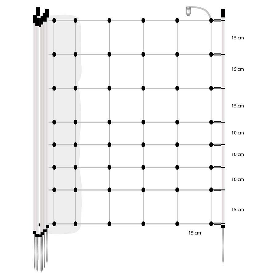 Gallagher Turbonet Enkele Pen - 17 cm - Wit - 111 cm - 5000 cm