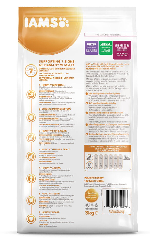 IAMS Senior - Kattenvoer - 3 - kalkoen, kip