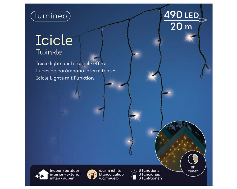 Lumineo Twinkelend - IJspegelverlichting - 490 lampjes - Warm wit