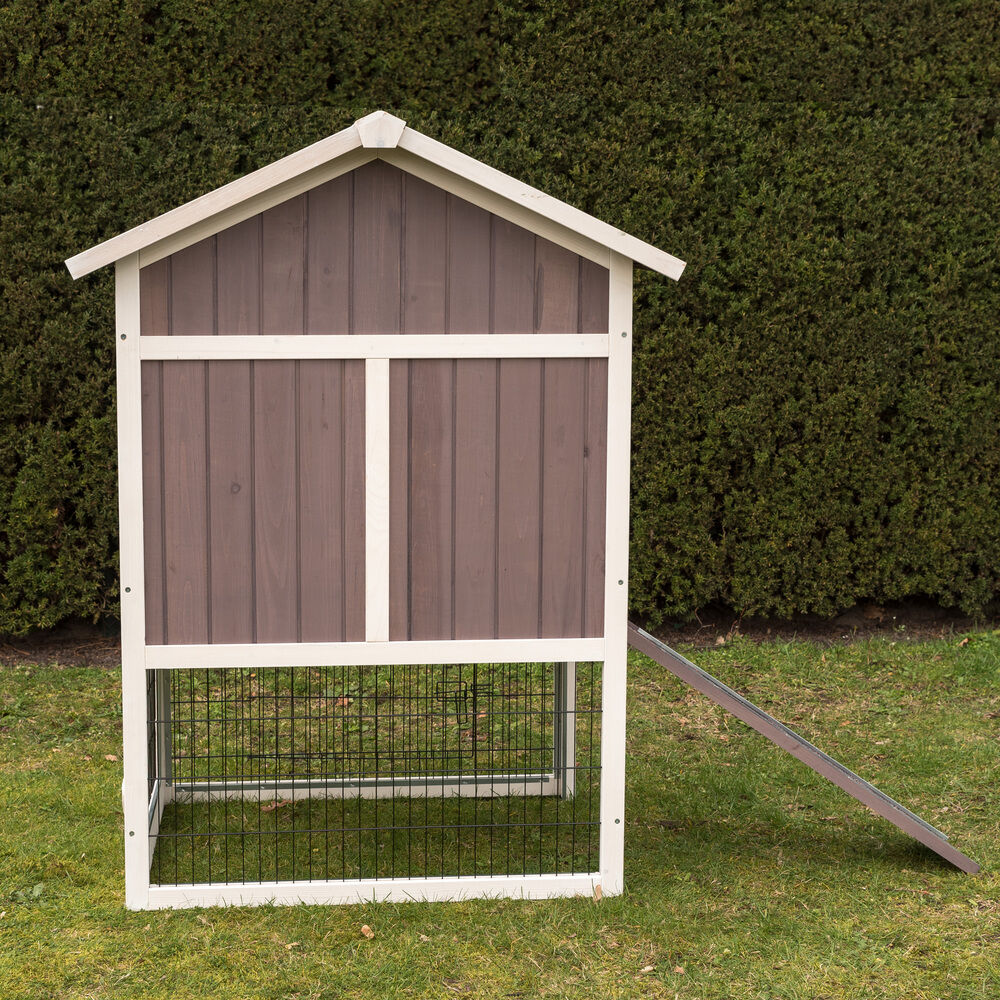 Konijnenhok Amalie - Whitewash/grijs - 88x70x118 cm