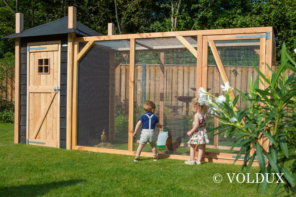 Voldux Hooiberg Mees XL - Kippenhok met ren - Naturel/zwart