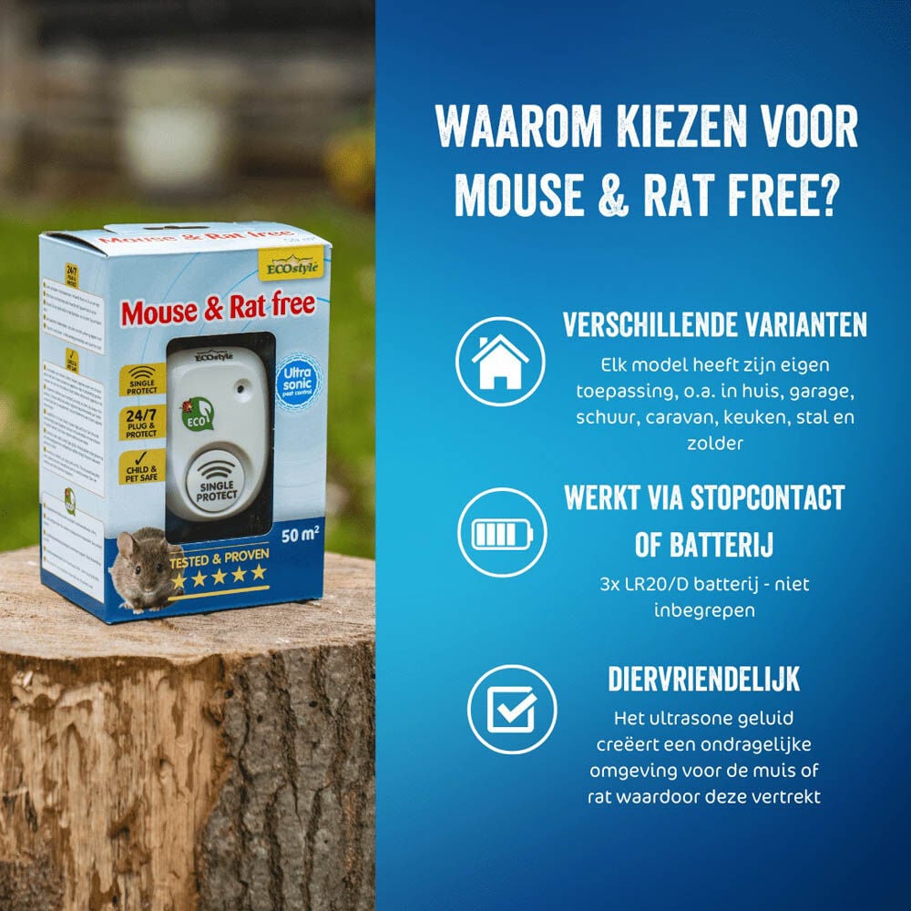 ECOstyle Mouse & Rat free 50 m² - Tegen muizen en ratten - 50 m2 - 50 m2