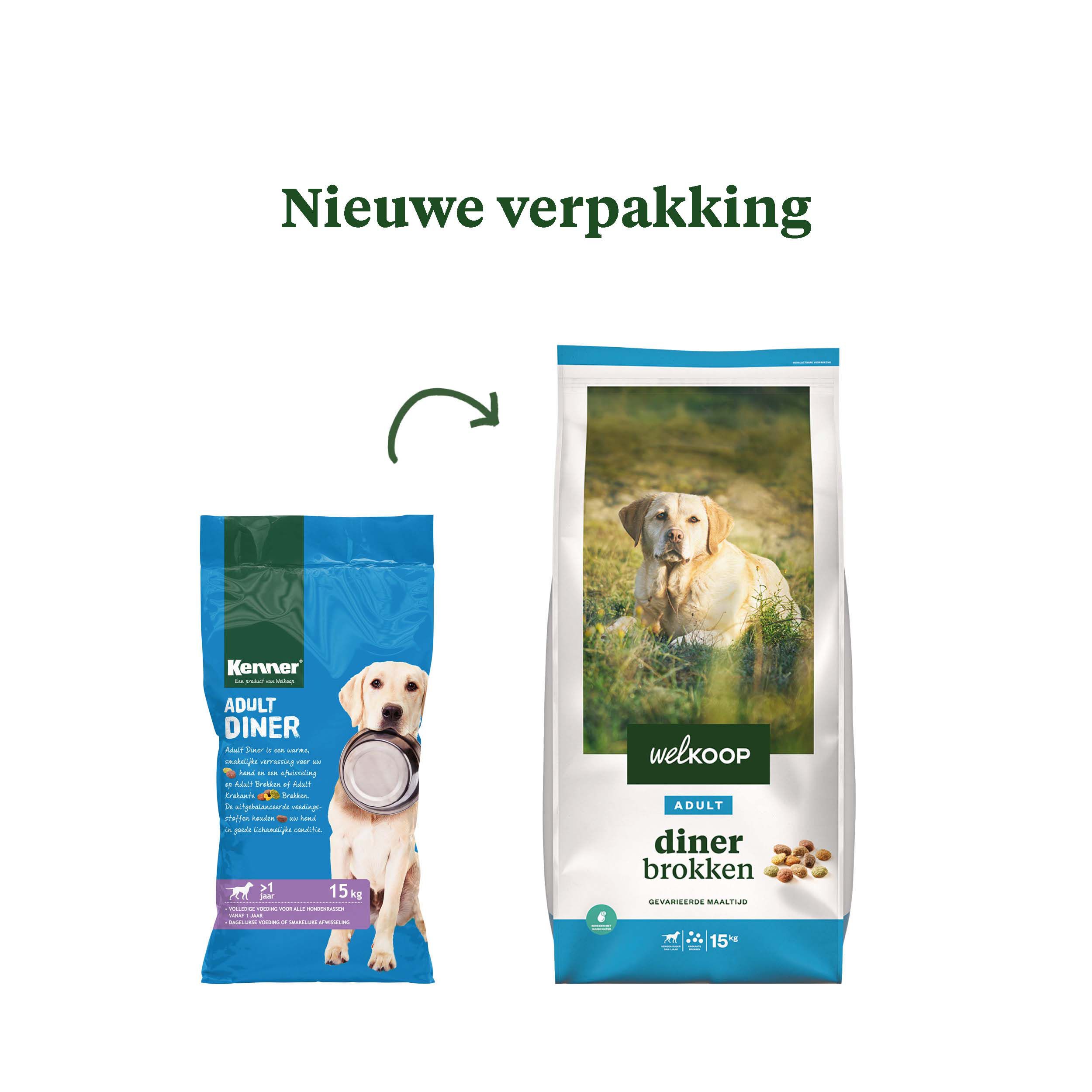 Welkoop Adult Diner brokken - Hondenvoer - 15.00 - rund, gevogelte