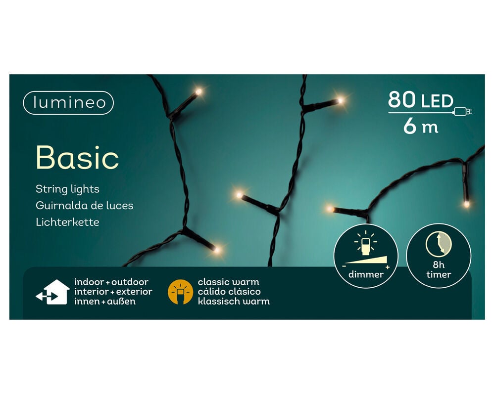 Lumineo Basic - Kerstboomverlichting - 80 - Klassiek warm wit - 60 cm Lumineo Basic - Kerstboomverlichting - 80 - Klassiek warm wit - 60 cm