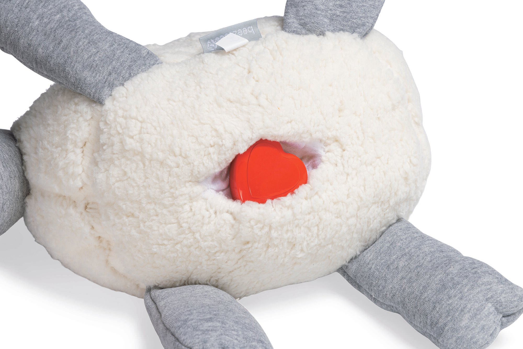 Beeztees Schaap - Knuffel met hartslag - Puppyspeelgoed - Grijs Wit - 14x36x25 cm