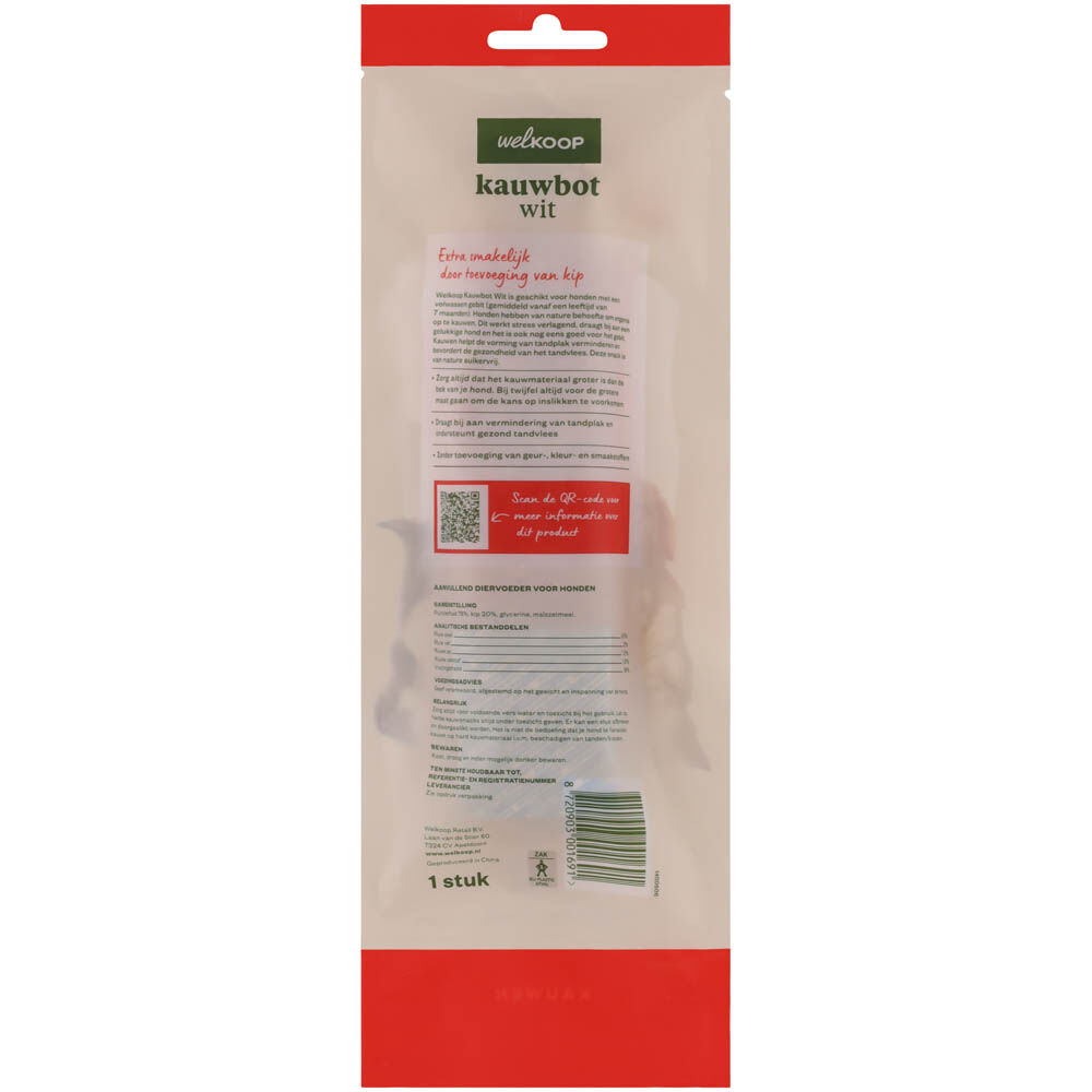 Welkoop - Kauwbot Wit - Extra Kipsmaak - 32.50 cm - 11.00 cm - kip, rund - 20.00 cm