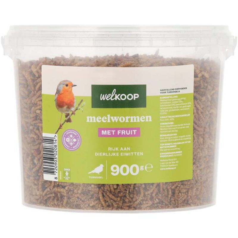 Welkoop - Meelwormen met Fruit - in emmer - Tuinvogelvoer Welkoop - Meelwormen met Fruit - in emmer - Tuinvogelvoer